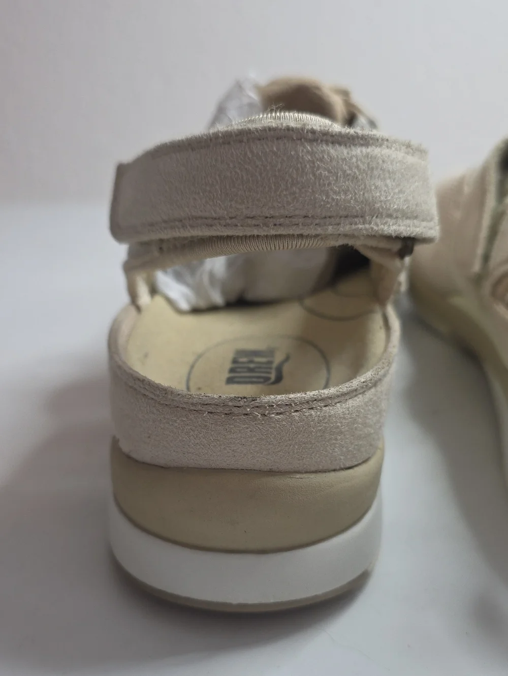 DREW ODYSSEY SLINGBACK ORTHOPEDIC HOOK/LOOP CREAM SUEDE WALKING SHOES LADIES 9.5